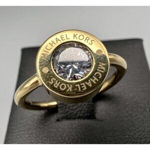 Michael Kors Gold Tone Solitaire Ring Crystal Center NWT